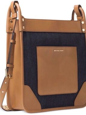 Michael Kors Tan and Navy Messenger Crossbody